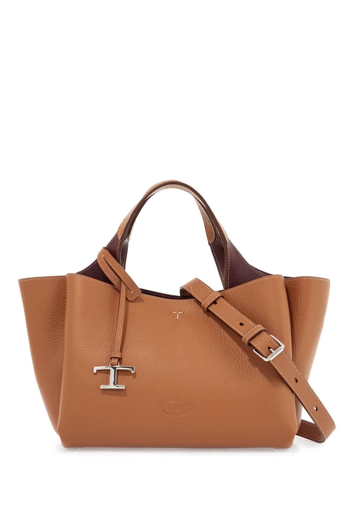 Tod'S light brown calfskin mini handbag with 2 handles and shoulder strap - VivaceVenus