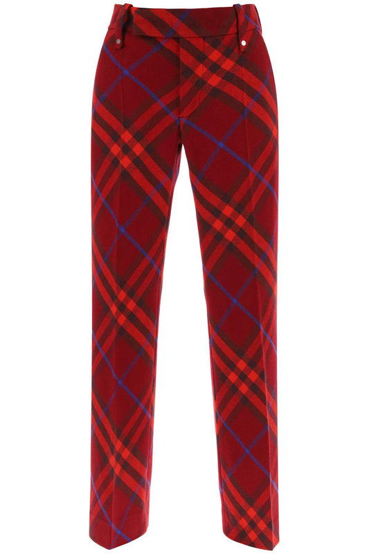 Burberry Check Wool Pants   Rosso