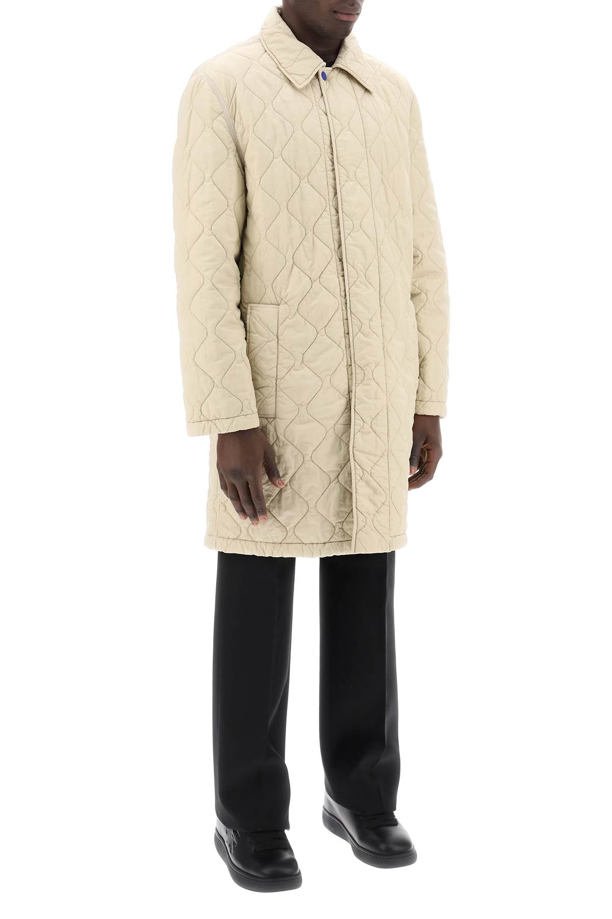Burberry Quilted Nylon Midi Car Coat With   Neutral