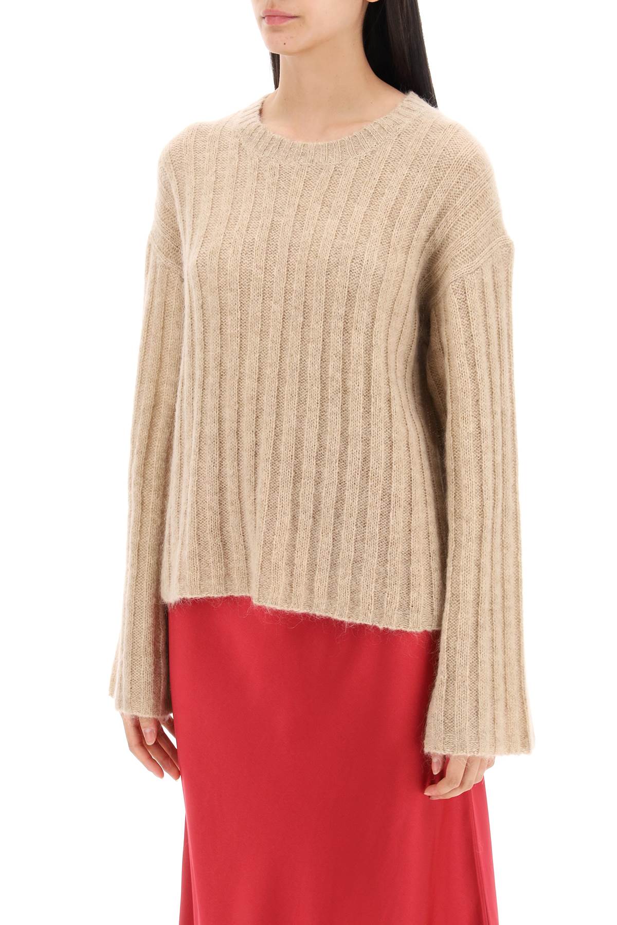 By Malene Birger Ribbed Knit Pullover Sweater   Beige