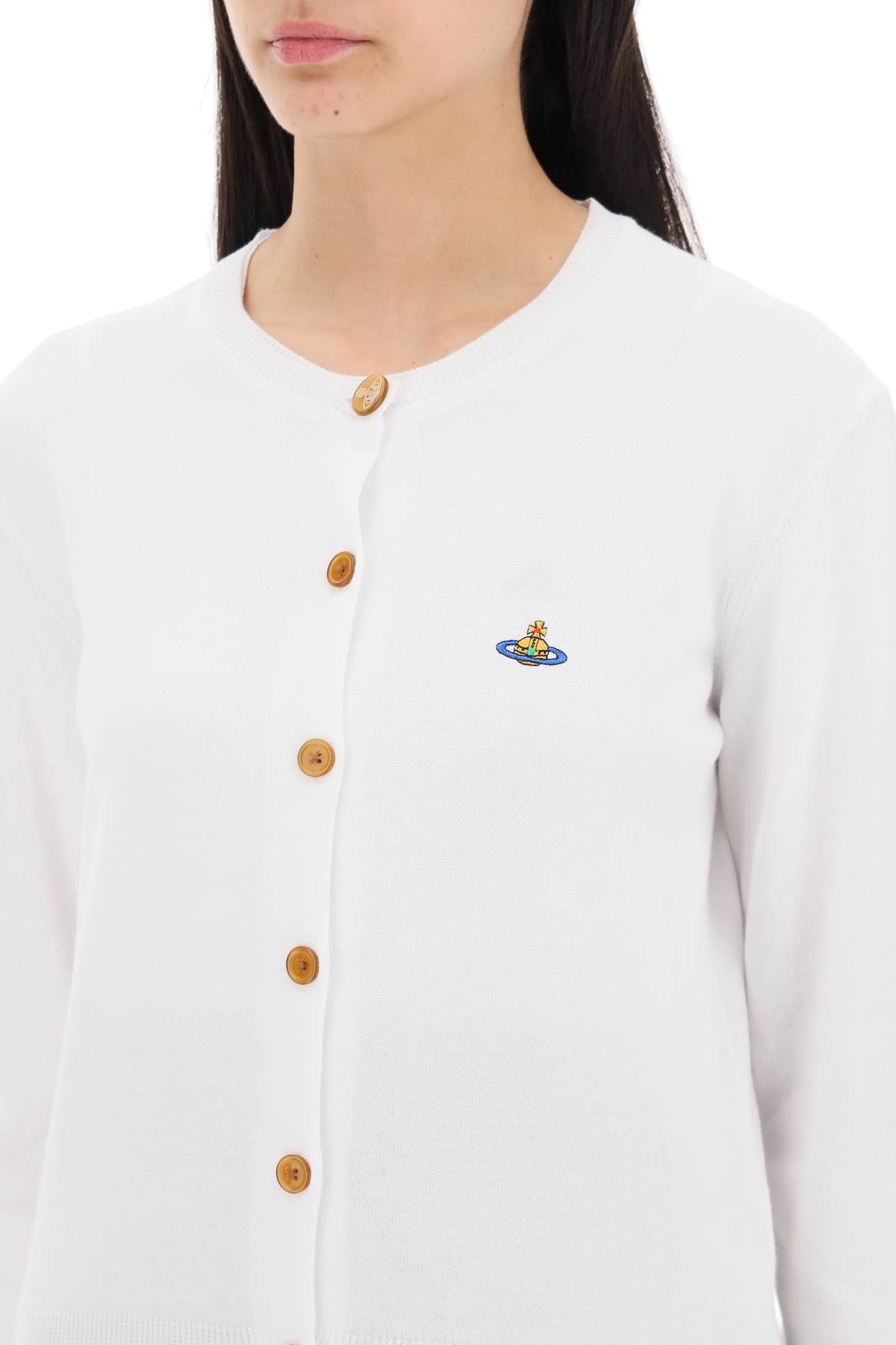 Vivienne Westwood Bea Cardigan With Logo Embroidery   White