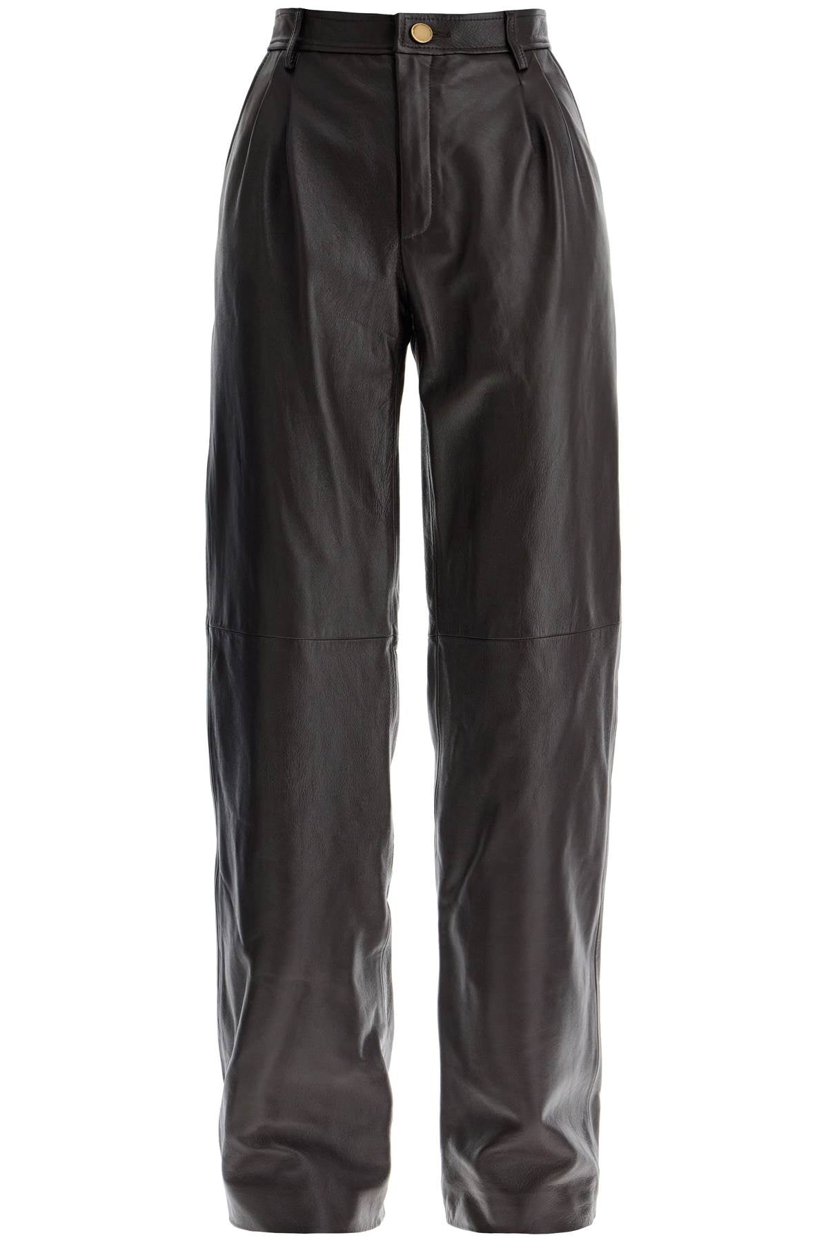 Alessandra Rich Leather Carrot Shaped Pants   Brown