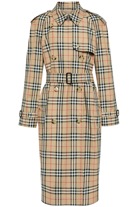 Burberry Check Trench Coat   Beige