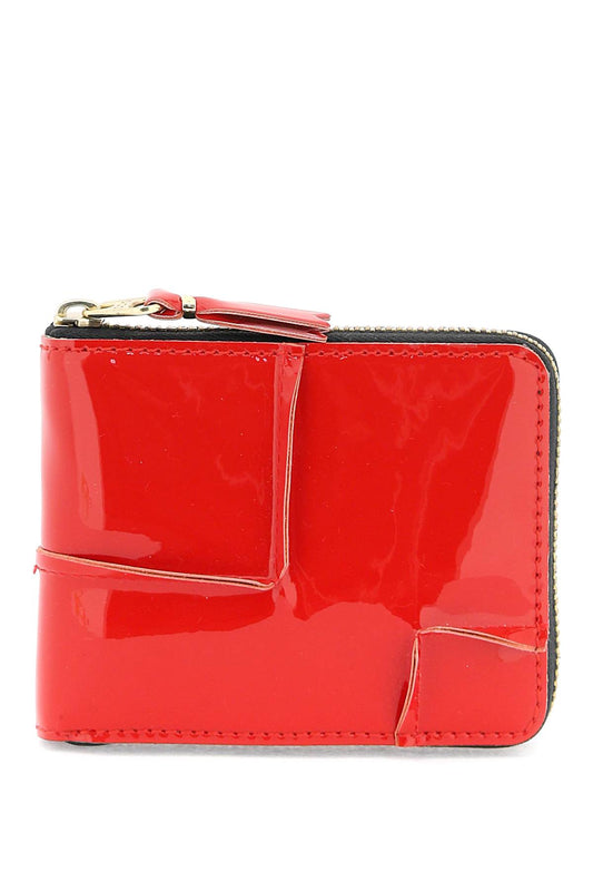 Comme Des Garcons Wallet Zip Around Patent Leather Wallet With Zipper   Red