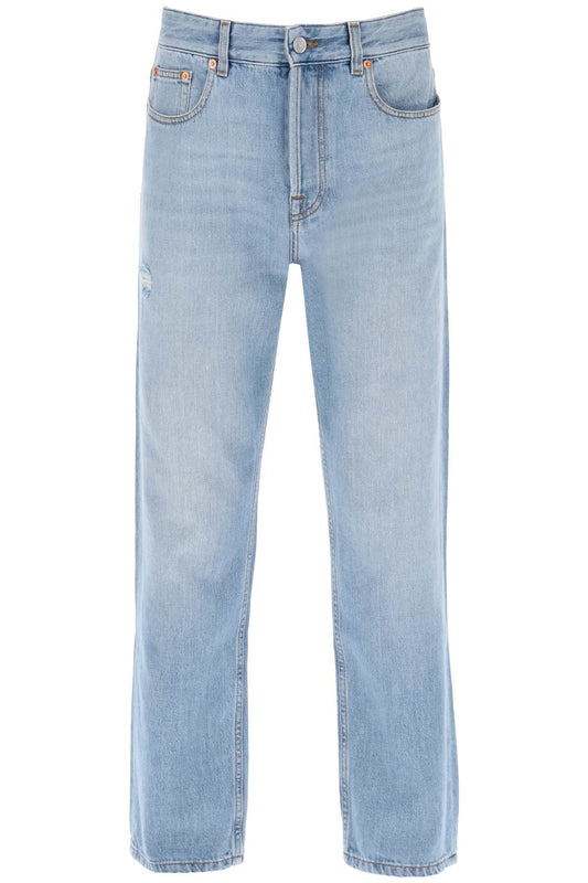 Valentino Garavani Tapered Jeans With Medium Wash   Celeste