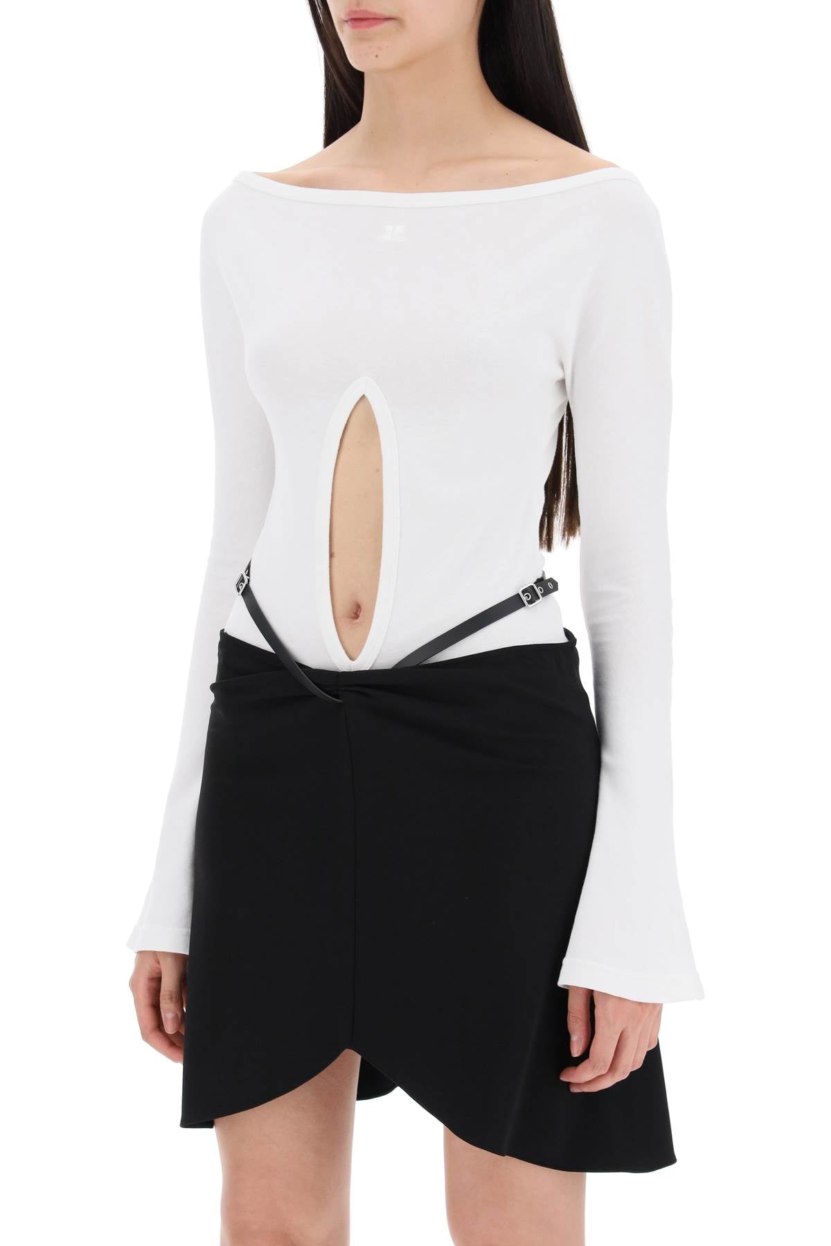 Courreges Replace With Double Quotejersey Body With Cut Out   White