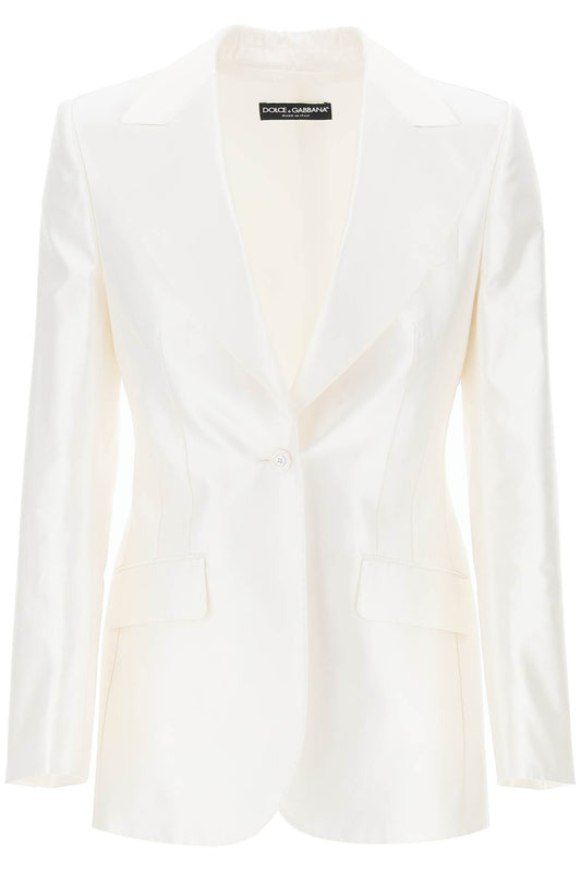 Dolce & Gabbana Turlington Jacket In Silk Mikado   White