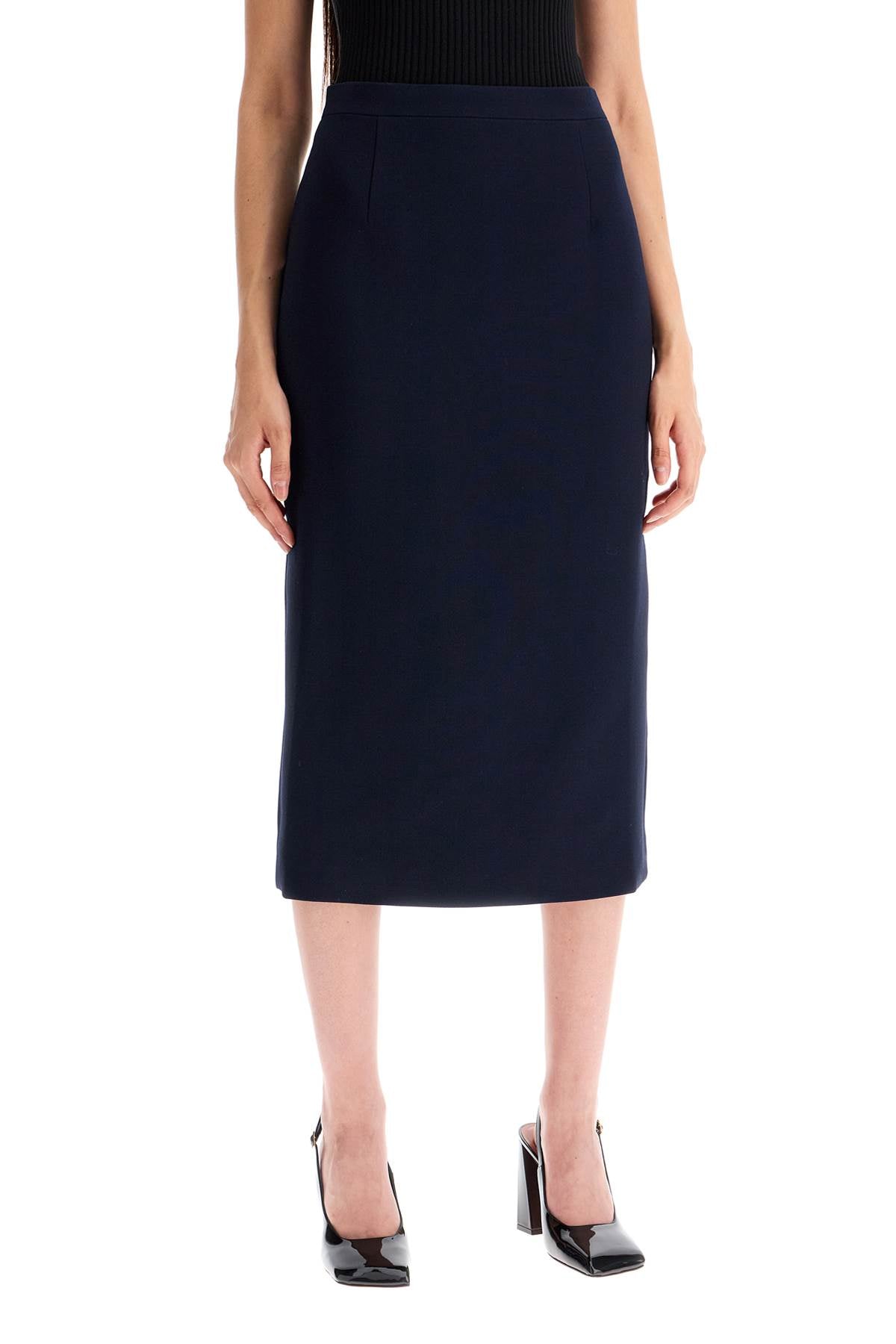 Alessandra Rich "virgin Wool Midi Skirtreplace With Double Quote   Blue