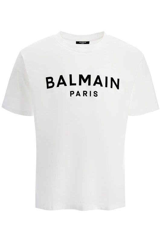 Balmain T Shirt With Logo Print   White