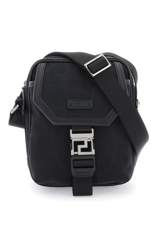 Versace Neo Nylon Crossbody Bag   Black