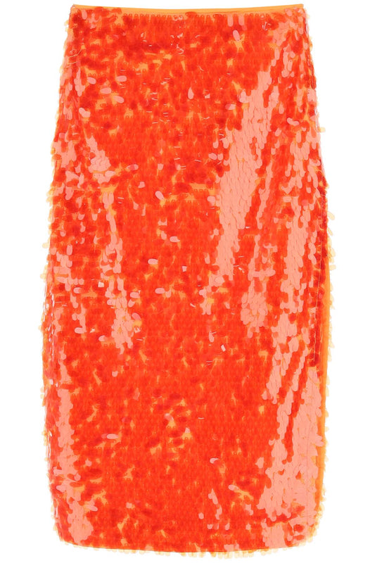 Rotate Caitlin Midi Skirt   Orange