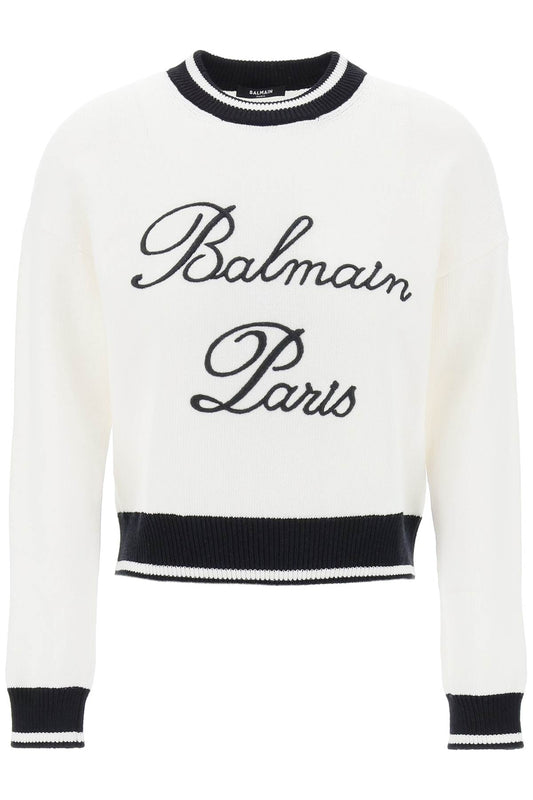 Balmain Embroidered Logo Pullover   White