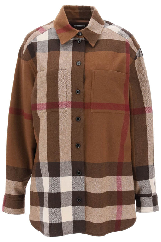 Burberry Avalon Overshirt In Check Flannel   Marrone