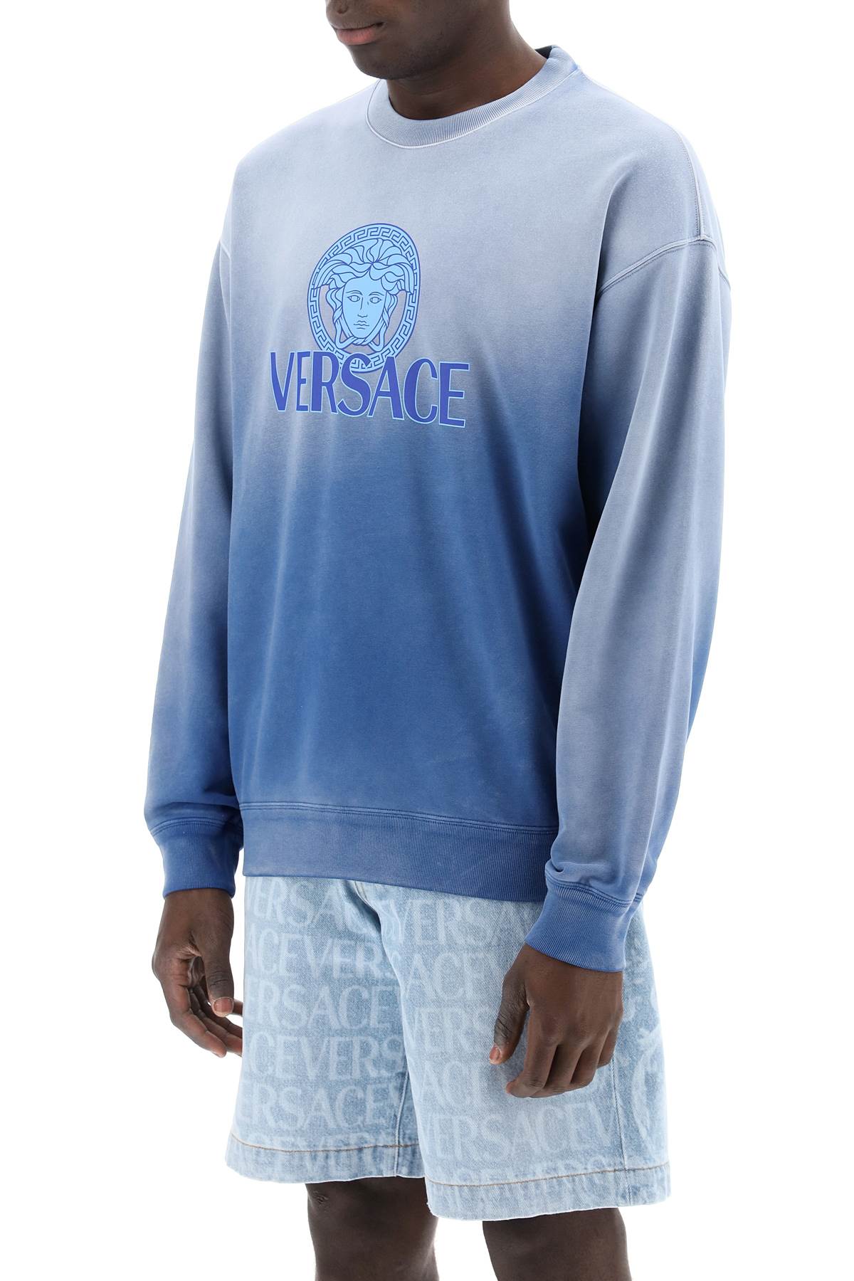 Versace Replace With Double Quotegradient Medusa Sweatshirt   Blue