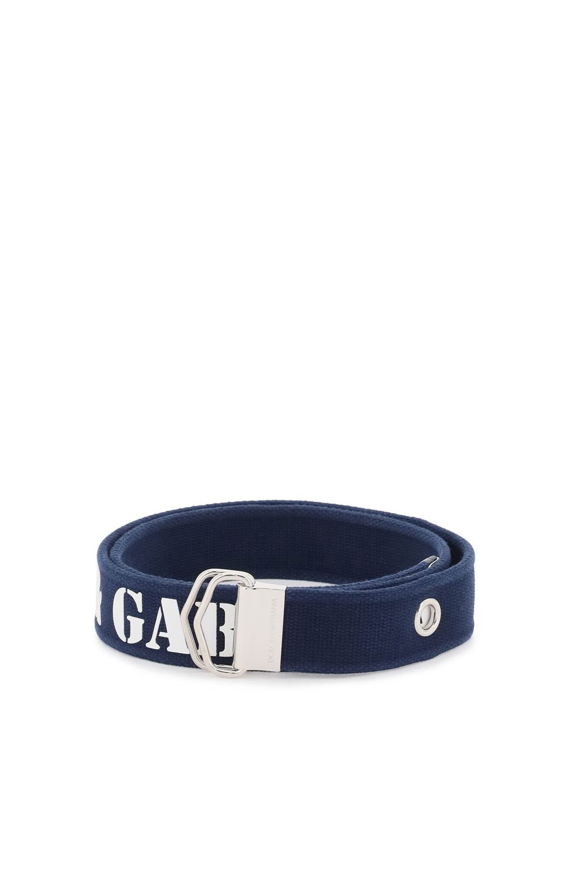 Dolce & Gabbana Replace With Double Quotelogo Tape Belt In Ribbon   Blue