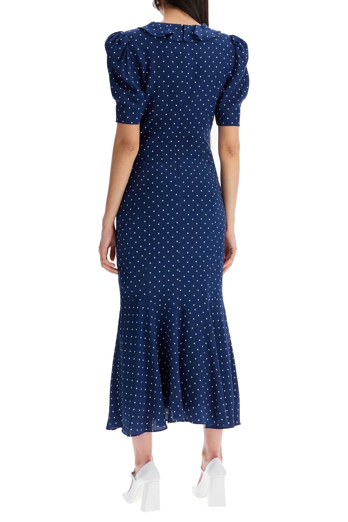 Alessandra Rich "polka Dot Silk Midi Dressreplace With Double Quote   Blue