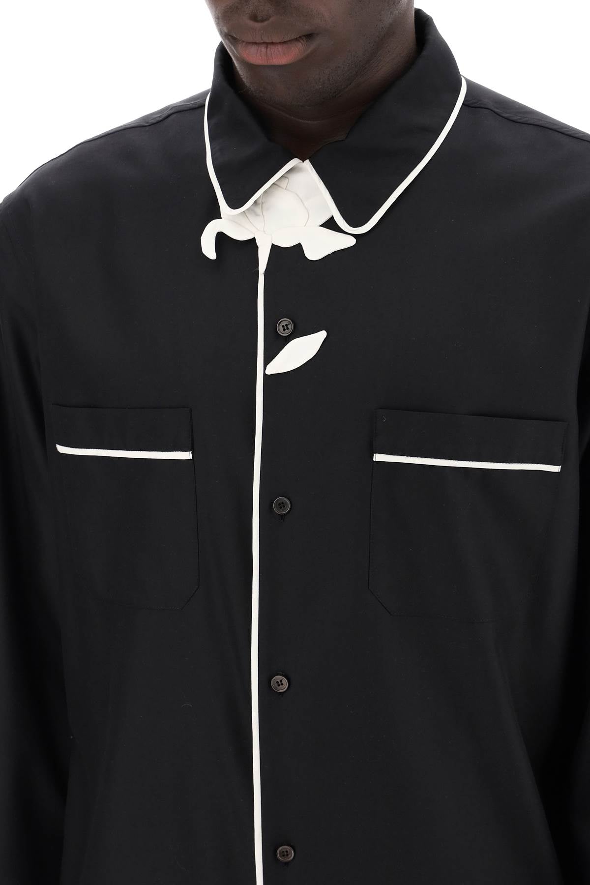 Valentino Garavani Replace With Double Quotepyjama Style Shirt With Flower   Black
