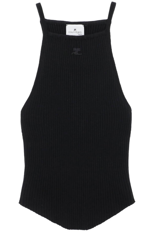 Courreges Replace With Double Quoteribbed Knit Holistic Top   Black