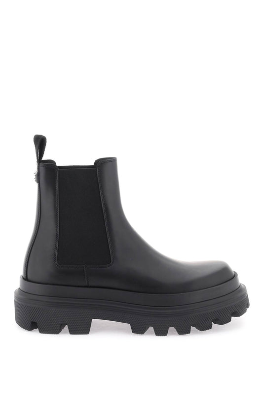 Dolce & Gabbana Chelsea Boots In Brushed Leather   Nero