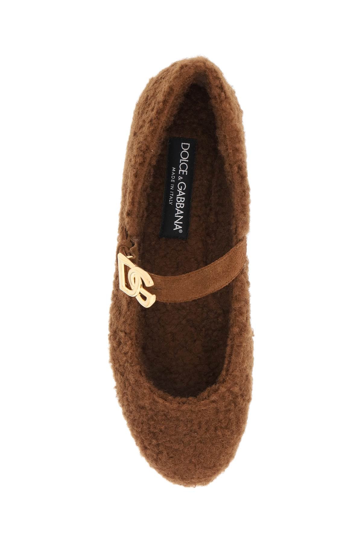Dolce & Gabbana Faux Fur Ballet Flats   Brown