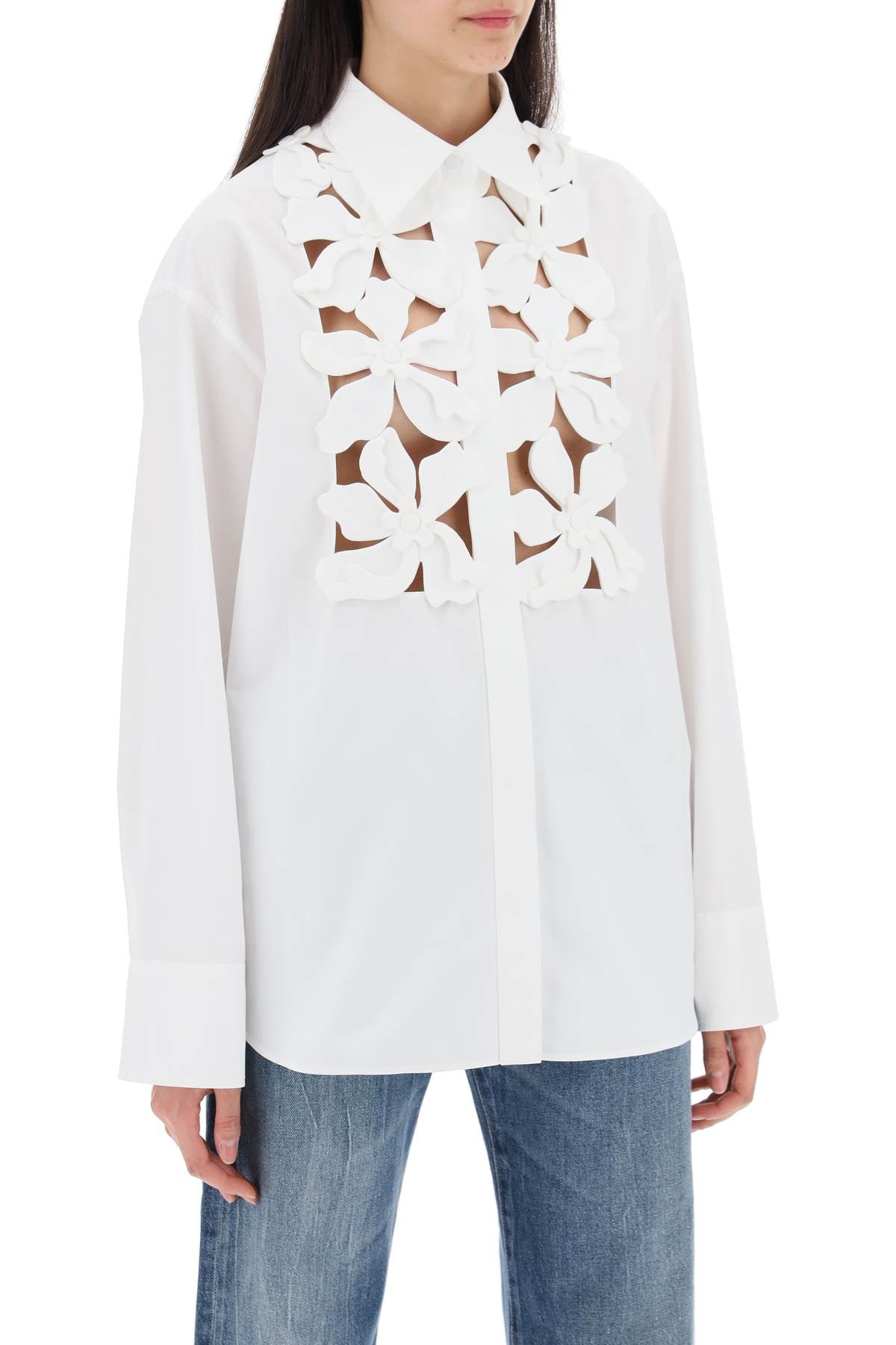 Valentino Garavani Embroidered Shirt In Compact Pop   White