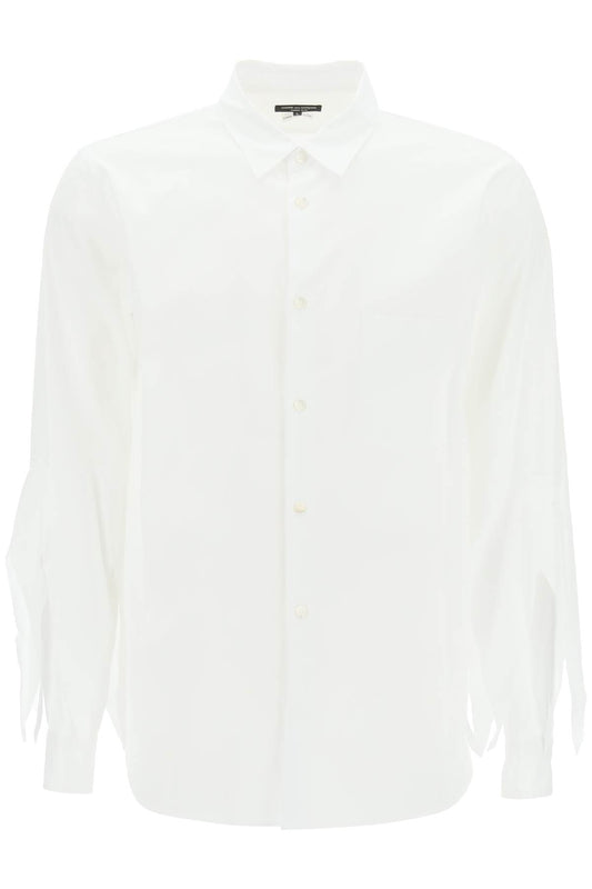 Comme Des Garcons Homme Plus Spiked Frayed Sleeved Shirt   Bianco