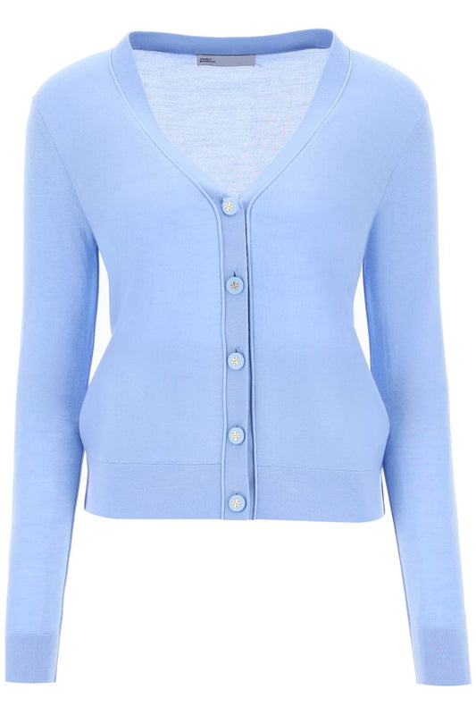 Tory Burch 'Simone' Wool And Silk Cardigan   Light Blue