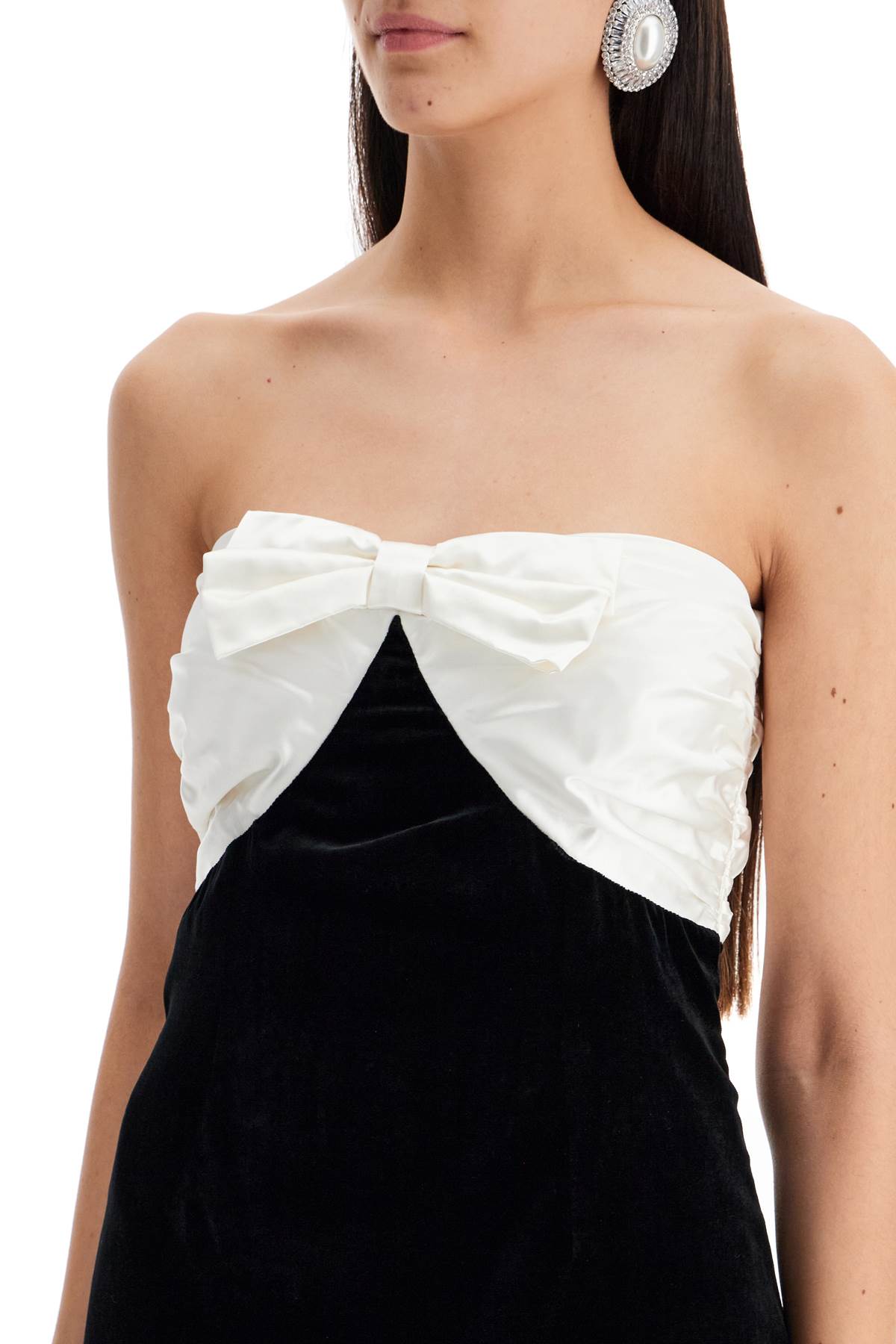 Alessandra Rich Velvet Mini Dress With Bow Accent   Black