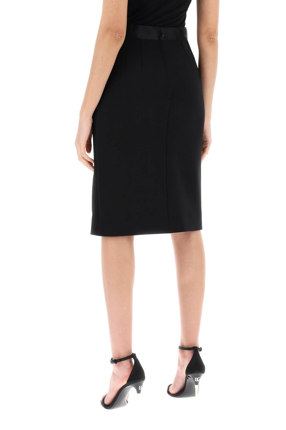 Dolce & Gabbana Replace With Double Quoteknee Length Skirt With Satin   Black