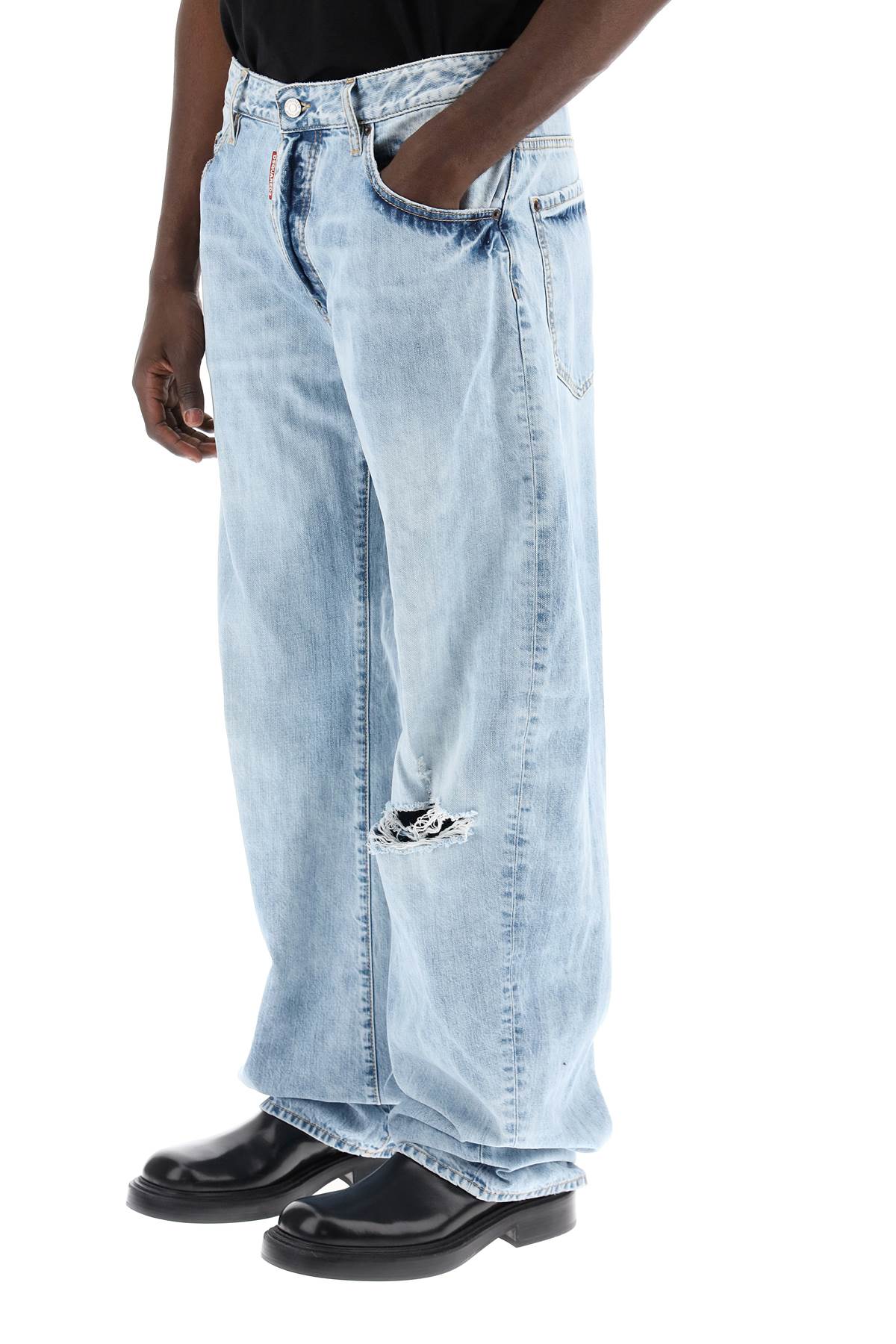 Dsquared2 Replace With Double Quoteoversized Jeans With Destroyed   Blue