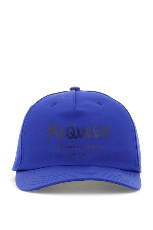 Alexander Mcqueen 'Mcqueen Graffiti' Baseball Hat   Blu