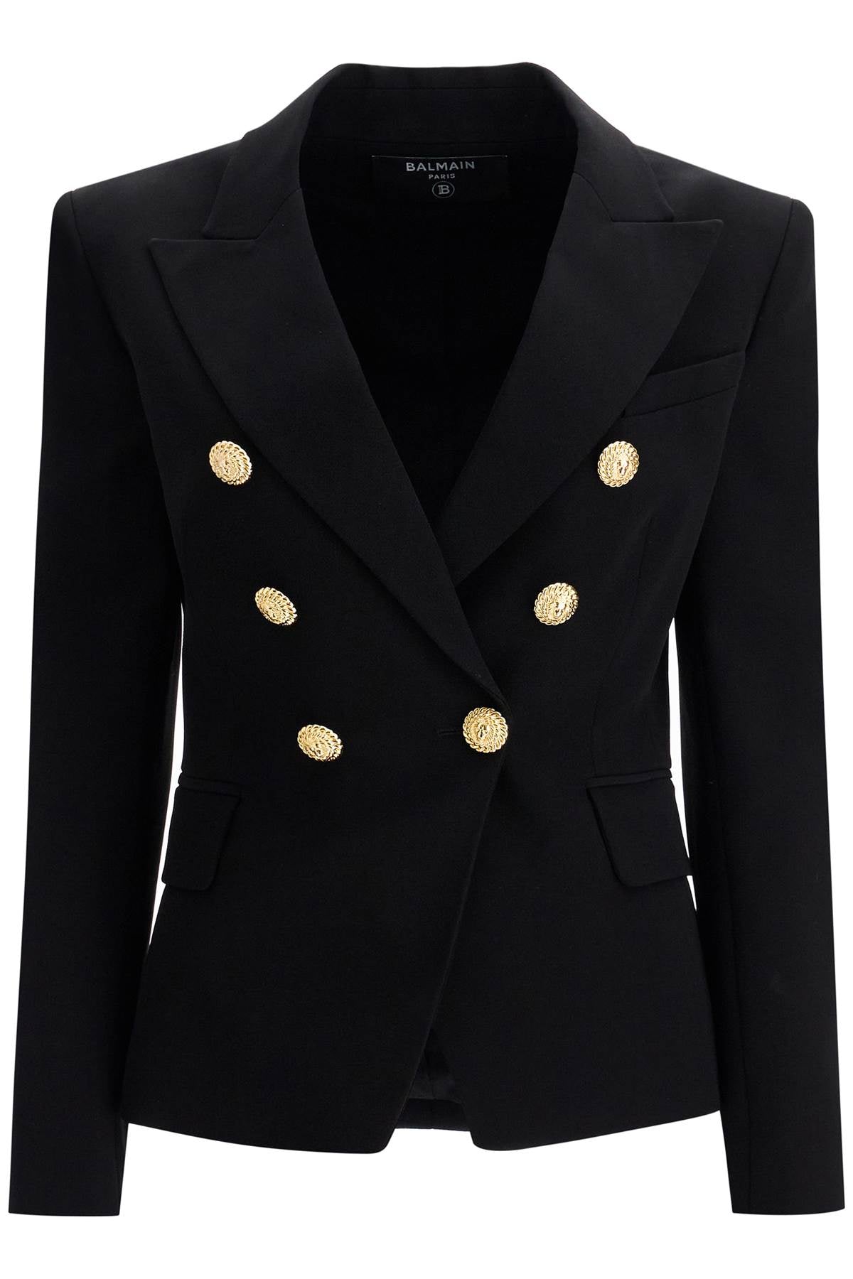 Balmain 6 Button Crepe Jacket For Women   Black
