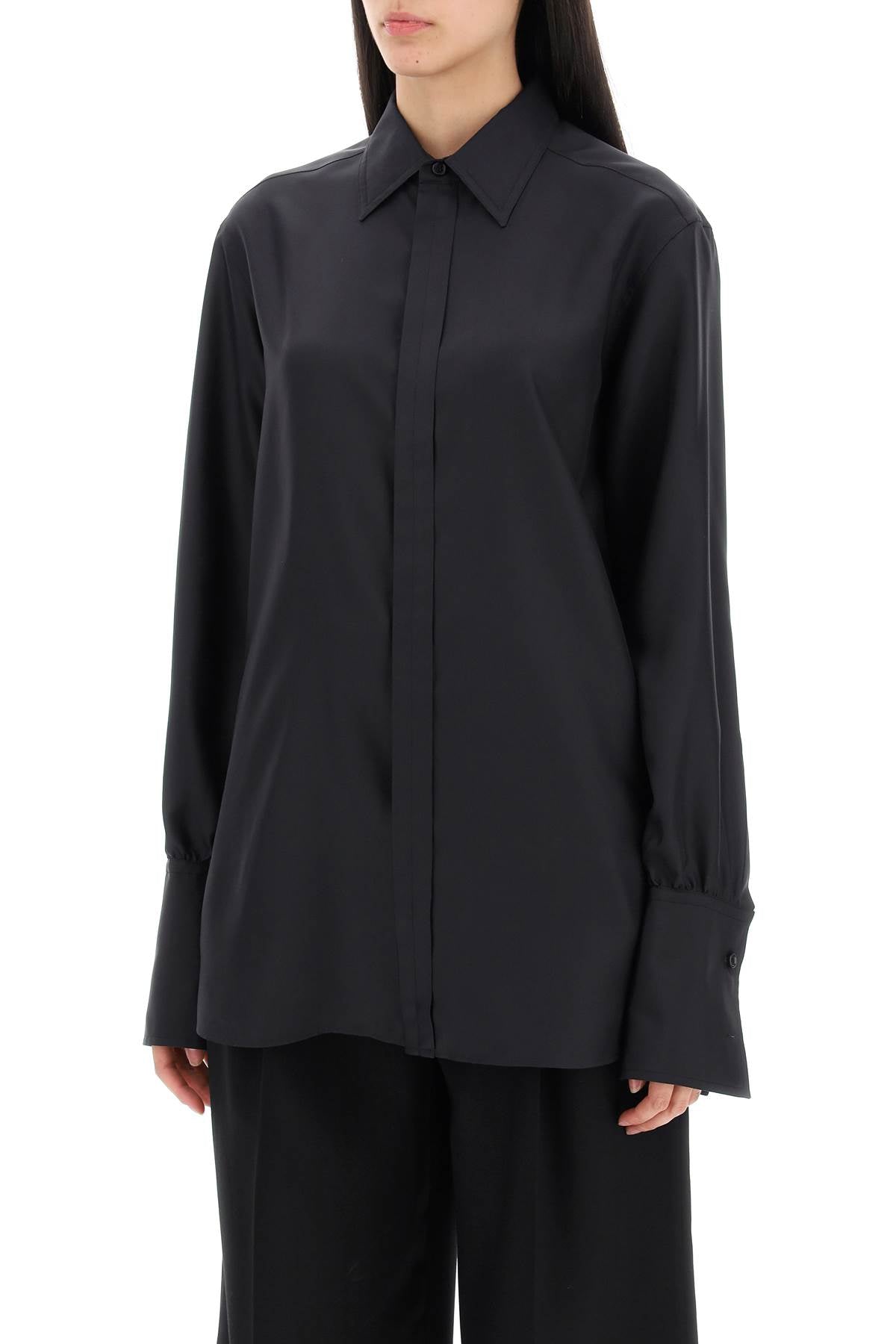 Burberry Long Sleeved Silk Shirt   Black