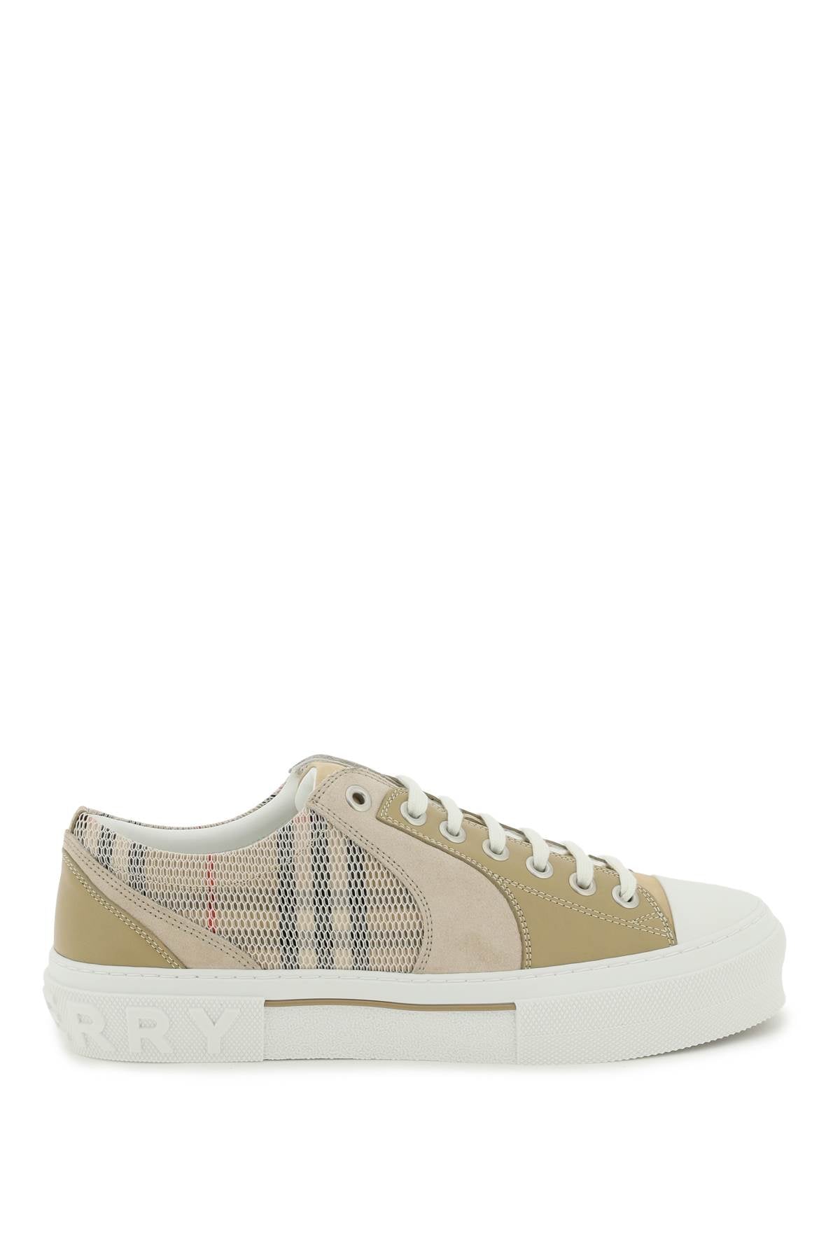 Burberry Vintage Check &Amp, Leather Sneakers   Beige