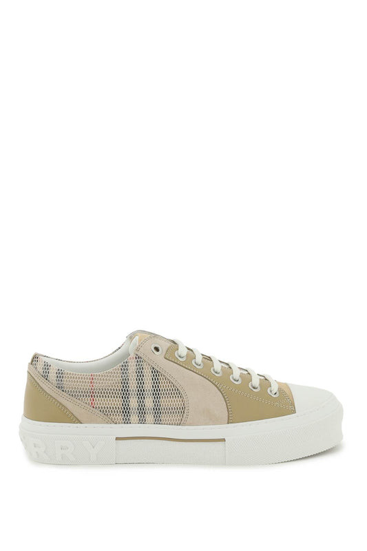 Burberry Vintage Check &Amp, Leather Sneakers   Beige