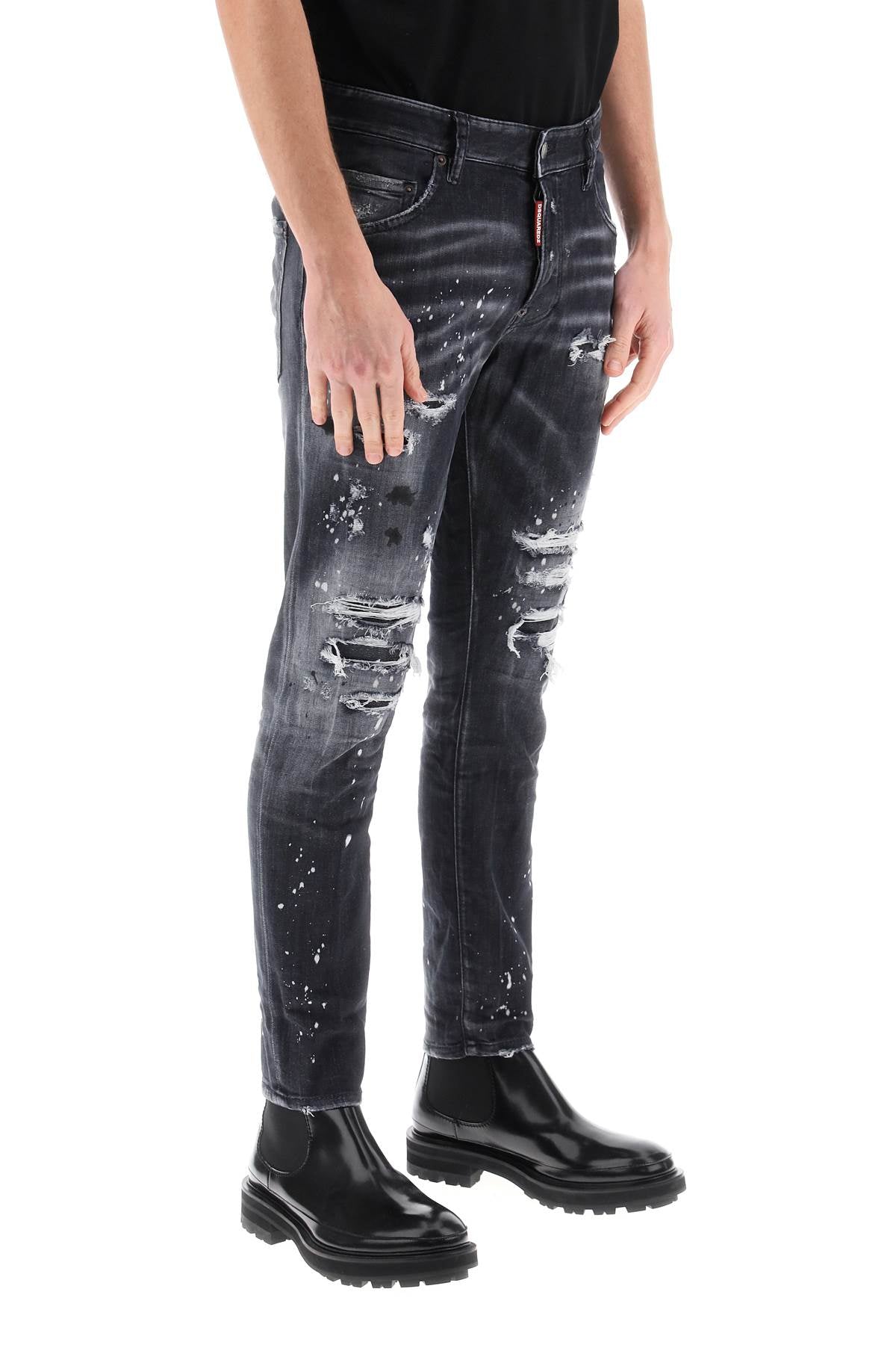 Dsquared2 Skater Jeans In Black Diamond&Studs Wash   Grigio
