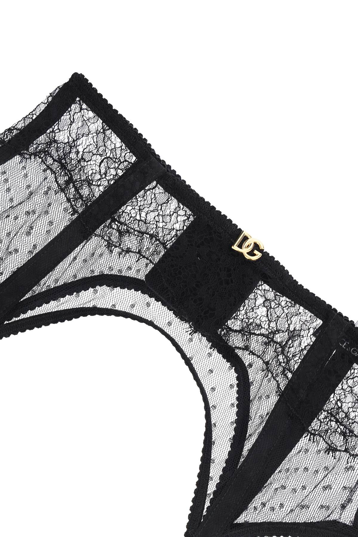 Dolce & Gabbana Lace Garter Belt With Logo   Black
