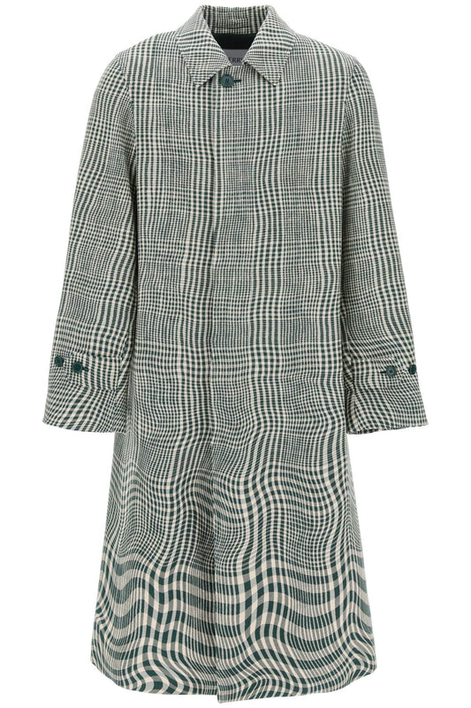 Burberry Houndstooth Car Coat With   Neutral