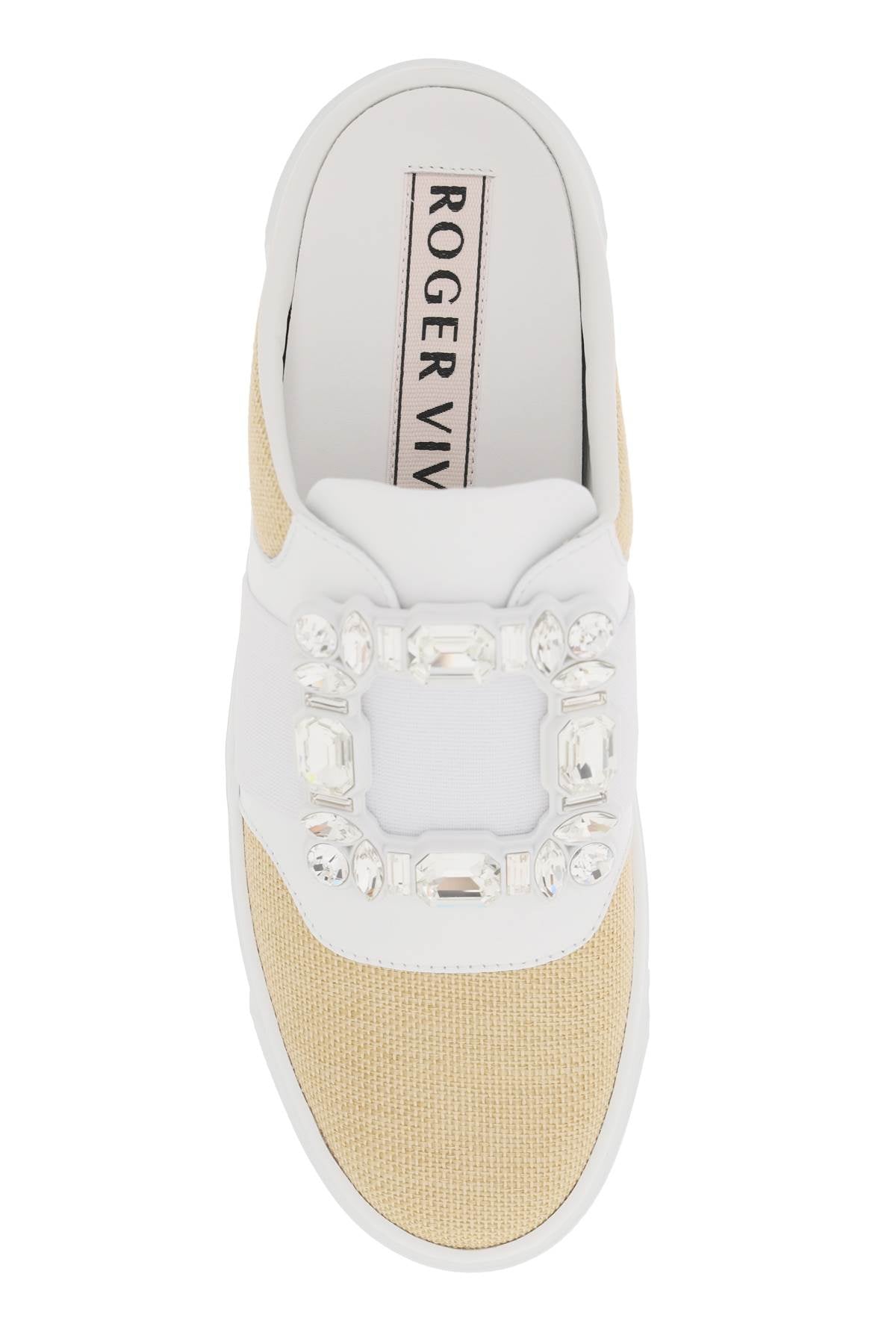 Roger Vivier Replace With Double Quoteleather And Raffia Very Viv   White