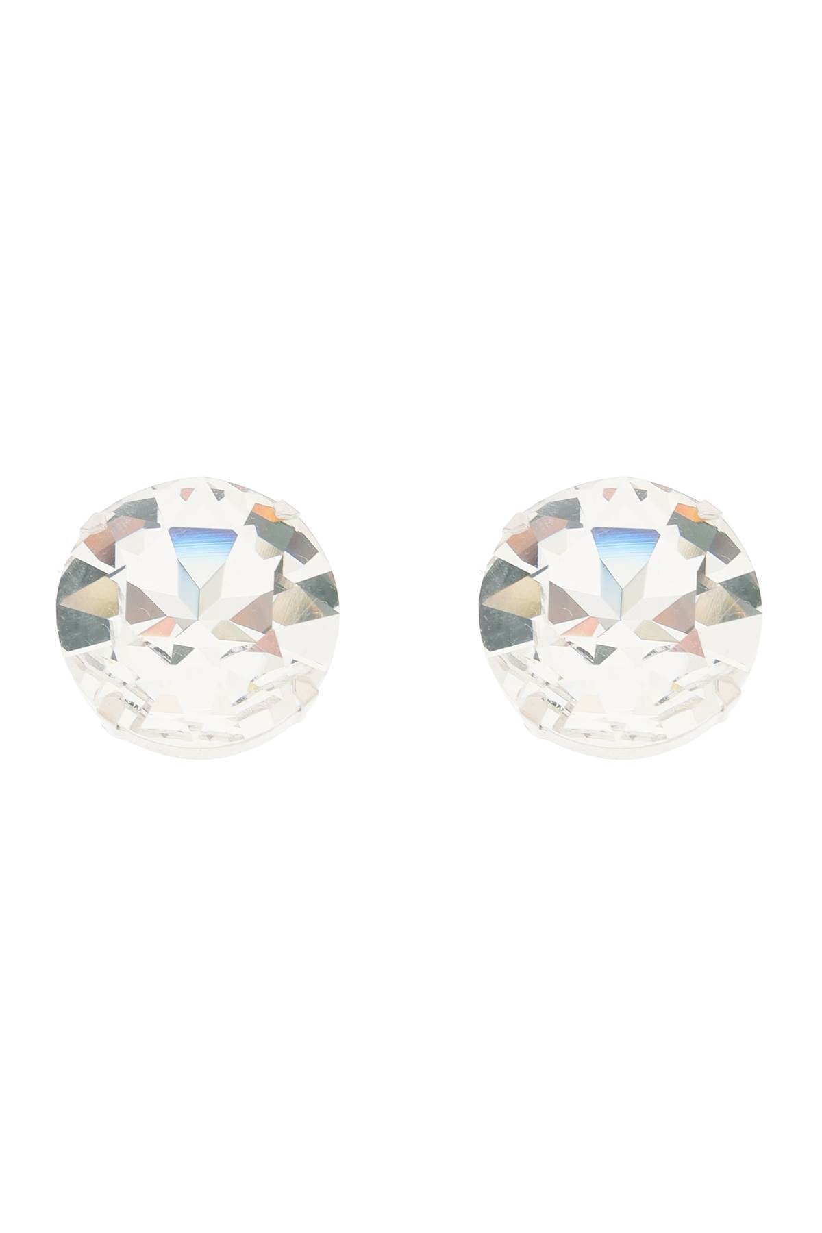 Alessandra Rich Large Crystal Clip On Earrings   Silver