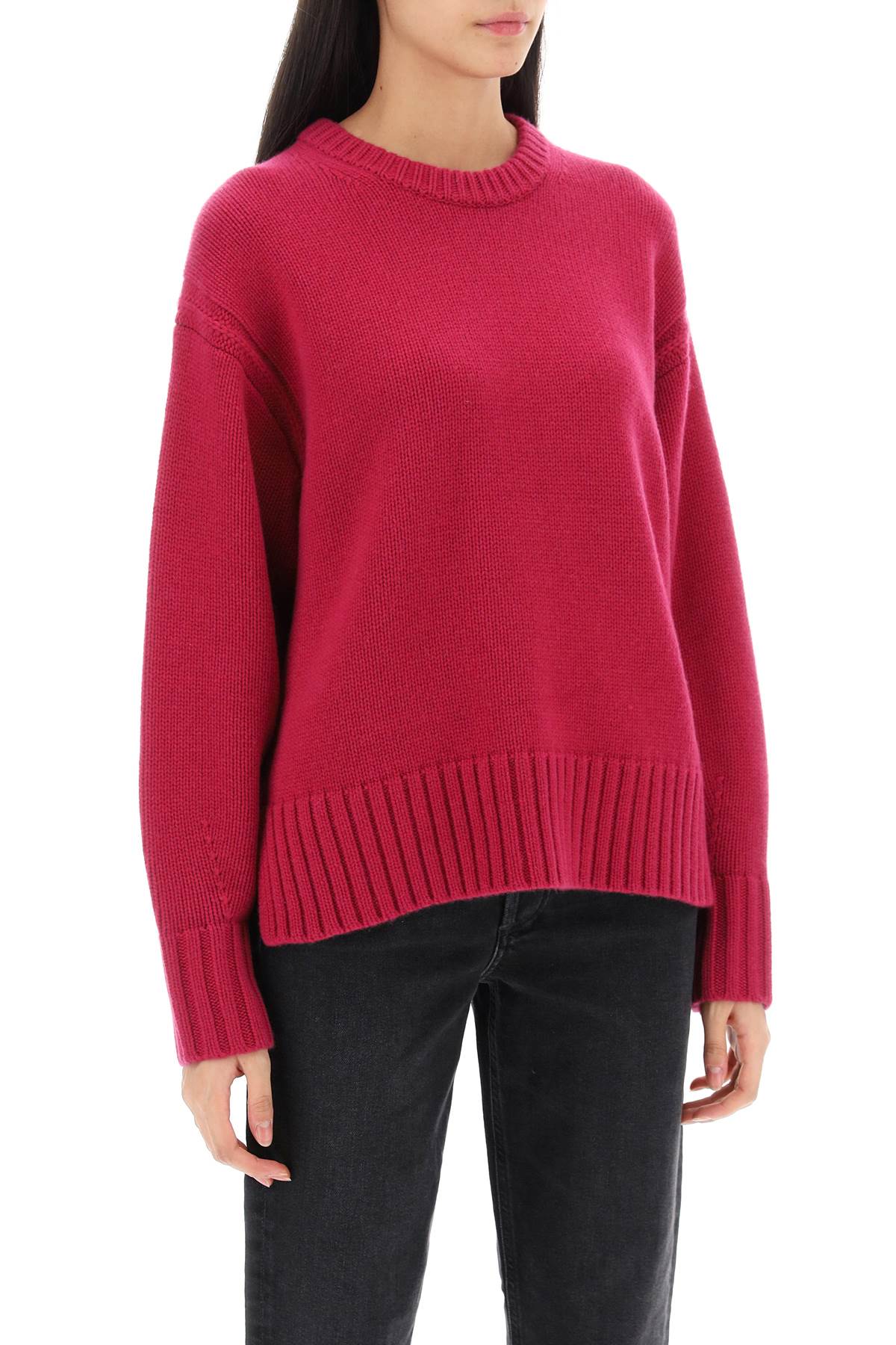 Guest In Residence Crew Neck Sweater In Cashmere   Fuchsia