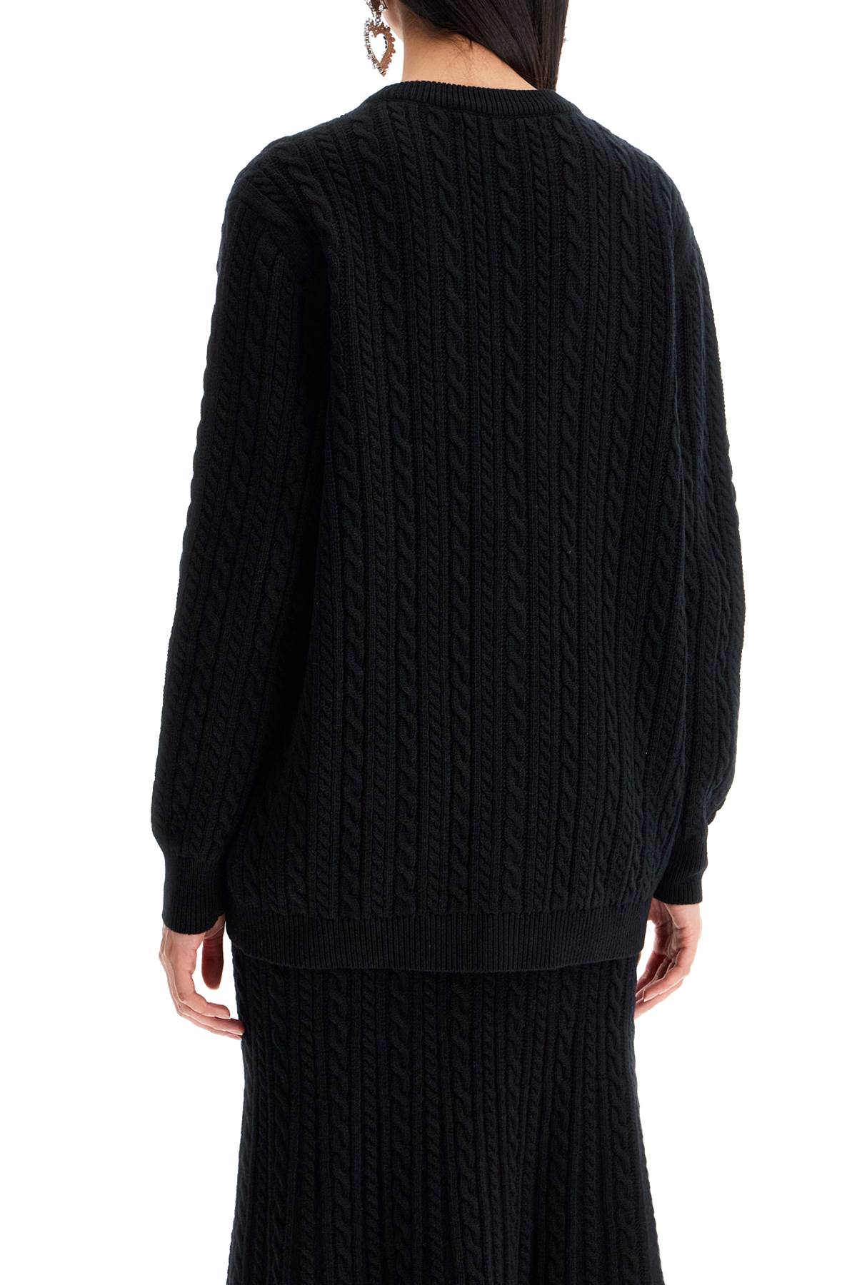 Alessandra Rich Oversized Wool Cardigan   Black