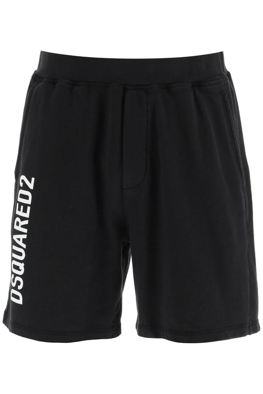 Dsquared2 Jersey Bermuda Shorts With Logo   Nero