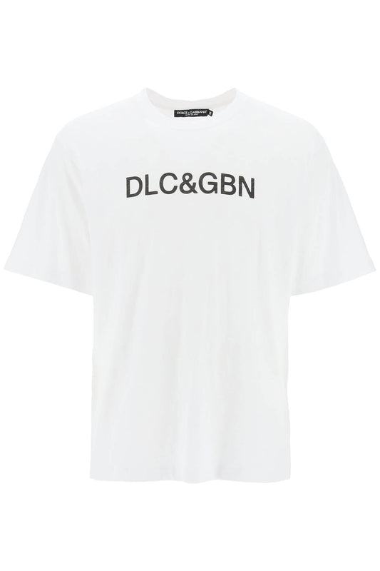 Dolce & Gabbana Crewneck T Shirt With Logo   Bianco