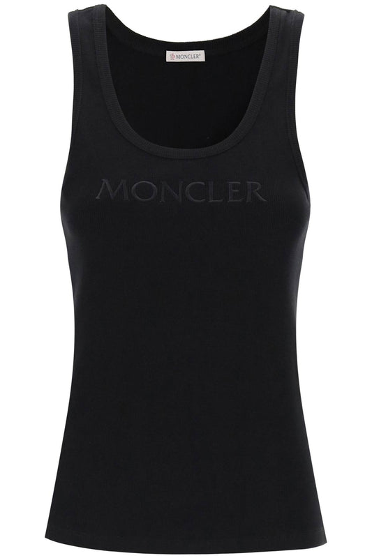 Moncler Sleeveless Ribbed Jersey Top   Black