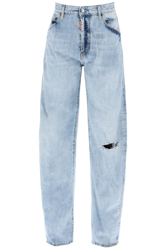 Dsquared2 Replace With Double Quoteoversized Jeans With Destroyed   Blue