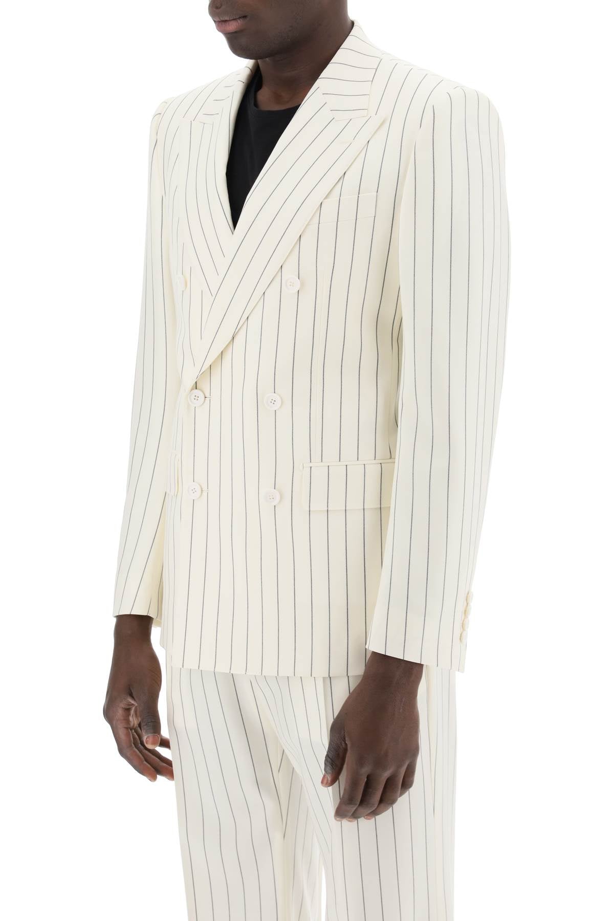 Dolce & Gabbana Double Breasted Pinstripe   White