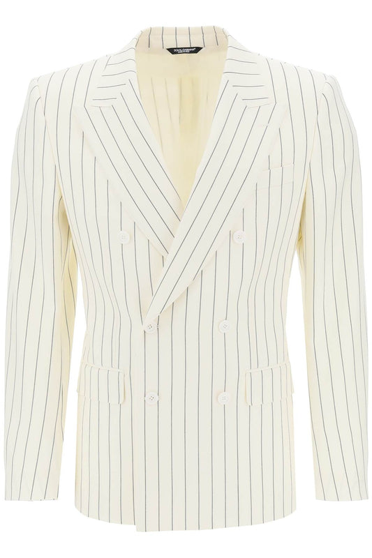 Dolce & Gabbana Double Breasted Pinstripe   White