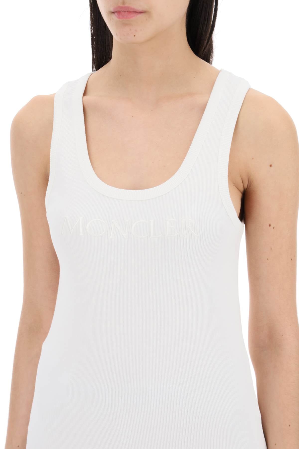 Moncler Sleeveless Ribbed Jersey Top   White